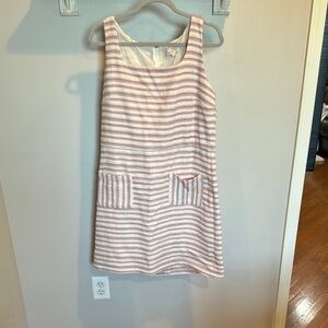LOFT Pink and White Striped Midi Dress